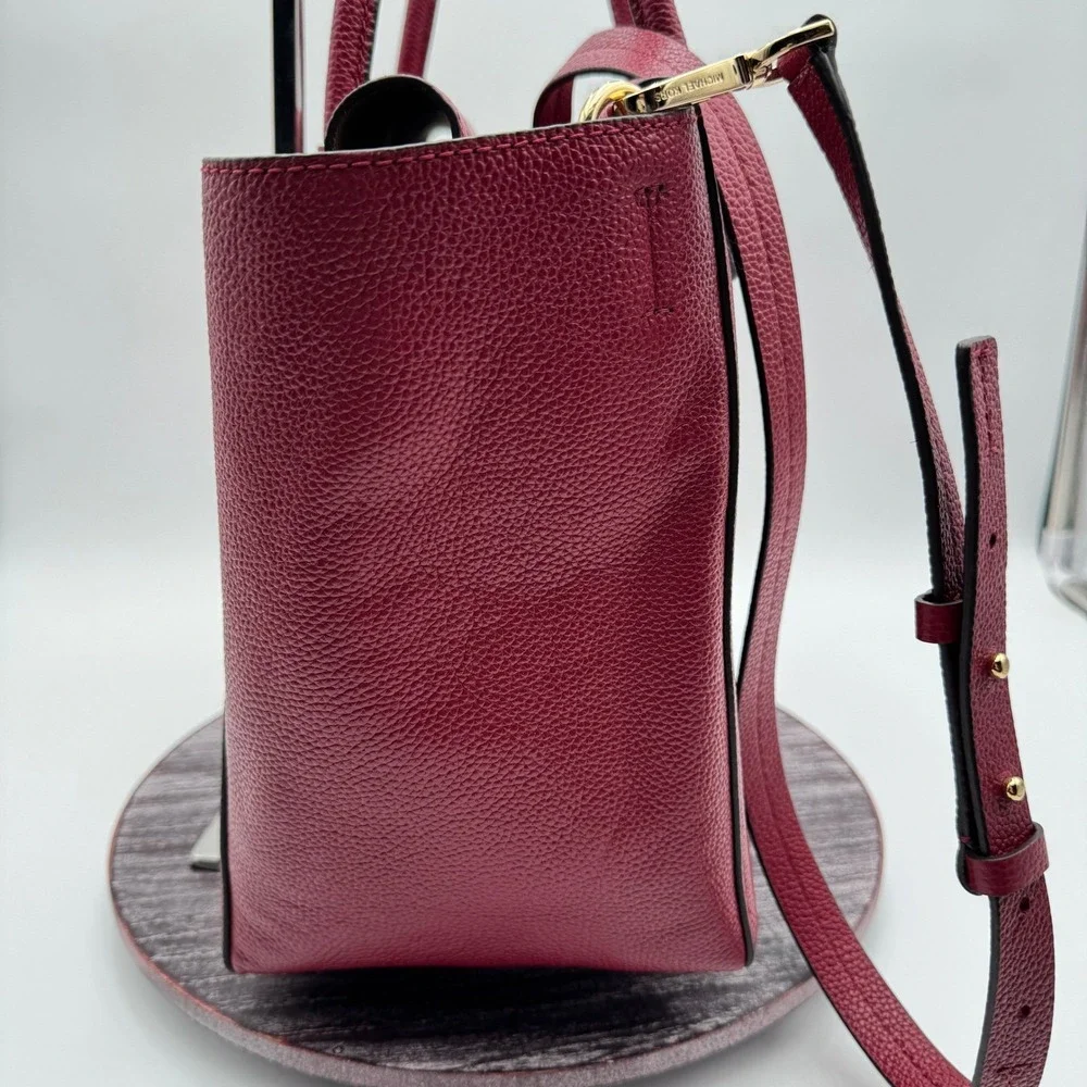 Michael Kors Mercer Large Tote Bag Pebbled Leather Crossbody Wallet Set Cherry